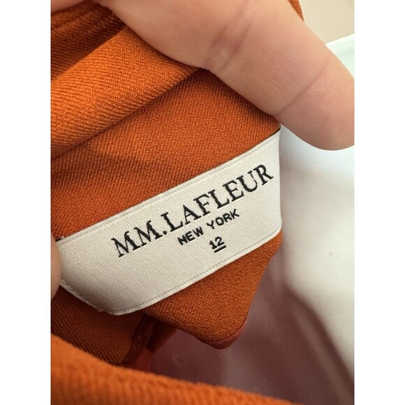 MM Lafleur Dress SZ 12 Orange Aditi 2.0 Sheath Sleeveless Midi Stretch Crepe - Picture 4 of 7